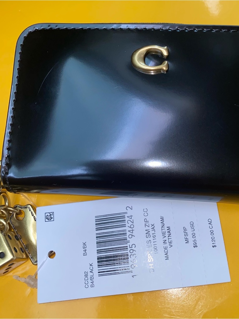 Coach retail mini wallet New card case with charms
